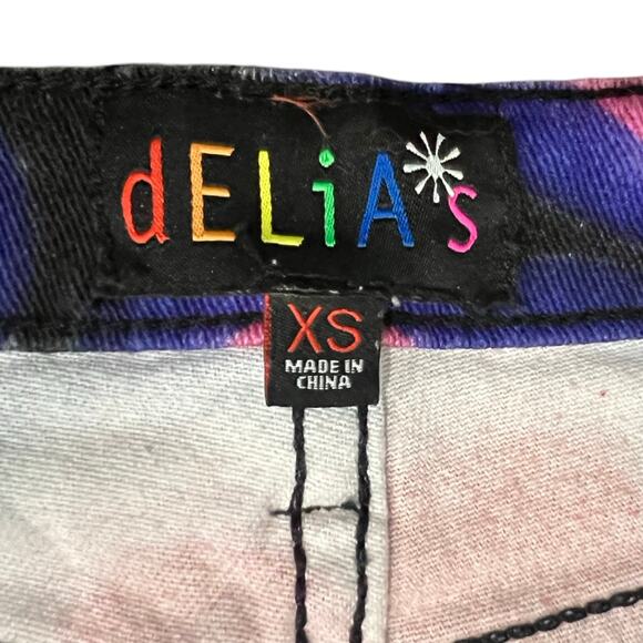 Delia's Dolls Kill Y2K Heart Low Rise Black Purple Red Pink Flare Jeans size XS - Picture 3 of 9
